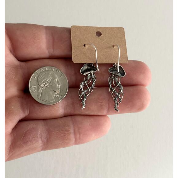 Sterling Silver Jellyfish Drop Earrings - Picture 5 of 5